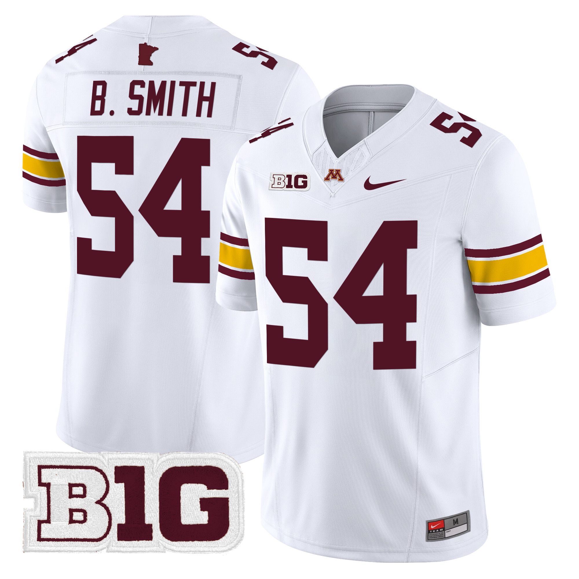 Men Minnesota Golden Gophers #54 B.Smith White Nike 2024 Vapor Limited NCAA Jersey